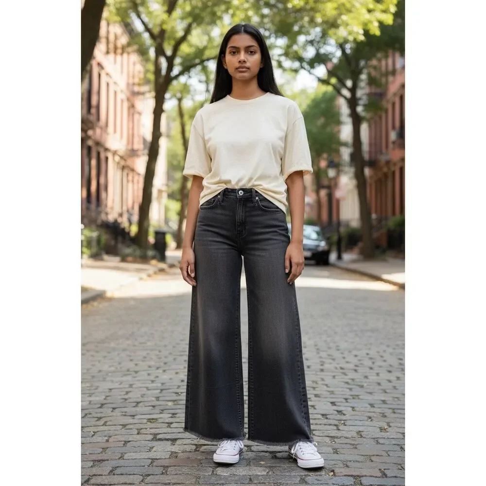 Banana Republic Premium Denim High-Rise Wide-Leg Crop jeans, women’s size 28